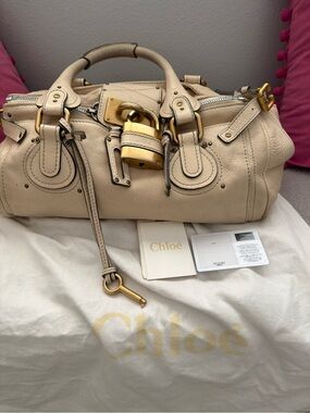 Chloe Paddington Medium Leather Satchel in Cream Iconic “It bag” of Y2K